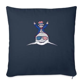 Riding Shark July 4 Patriotic Jawsome America - Sofa pillowcase 17,3'' x 17,3'' (45 x 45 cm) - navy - Front