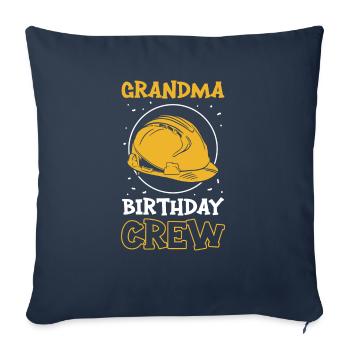Grand-mère de l’équipe d’anniversaire - Bâtiment d’anniversaire - Housse de coussin décorative 45 x 45 cm - bleu marine - Devant