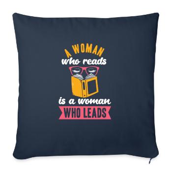 Journée internationale de la femme Livre Reading Woman Power - Housse de coussin décorative 45 x 45 cm - bleu marine - Devant