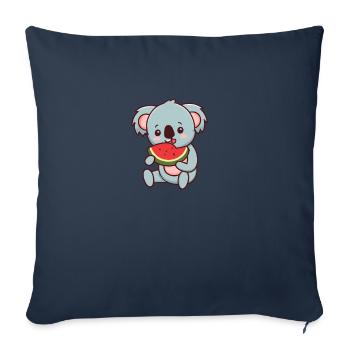 Kawaii Koala mange de la pastèque - Housse de coussin décorative 45 x 45 cm - bleu marine - Devant
