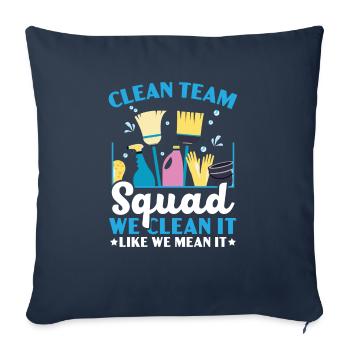Entretien ménager Femme de ménage Femme de ménage Emploi Équipe de nettoyage - Housse de coussin décorative 45 x 45 cm - bleu marine - Devant