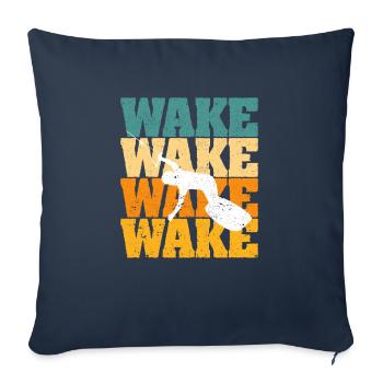 Retro Wakeboard Vintage Wake Boarding Sports nautiques - Housse de coussin décorative 45 x 45 cm - bleu marine - Devant