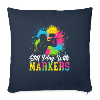 Still Play With Markers Paintball Paintballer - Sofa pillowcase 17,3'' x 17,3'' (45 x 45 cm) - navy - Front