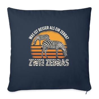 Was ist besser als ein Zebra? Zwei Zebras - Sofakissenbezug 45 x 45 cm - Navy - Vorne