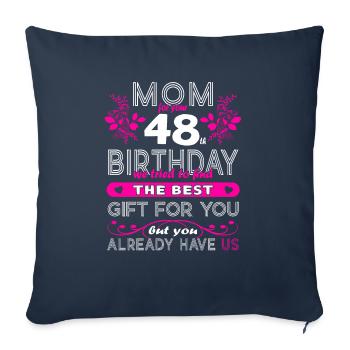 Funny Birthday Wishes Femmes 48e anniversaire - Housse de coussin décorative 45 x 45 cm - bleu marine - Devant