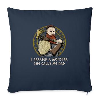 J’ai créé un monstre qu’elle appelle papa drôle - Housse de coussin décorative 45 x 45 cm - bleu marine - Devant
