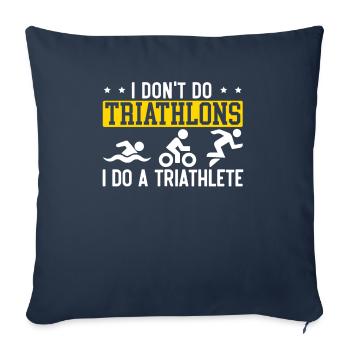 Triathlon Athlète Triathlète Natation Vélo Course - Housse de coussin décorative 45 x 45 cm - bleu marine - Devant