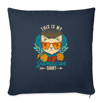 Ceci est ma chemise jamaïcaine Retro Cat Jamaïque - Housse de coussin décorative 45 x 45 cm - bleu marine - Devant