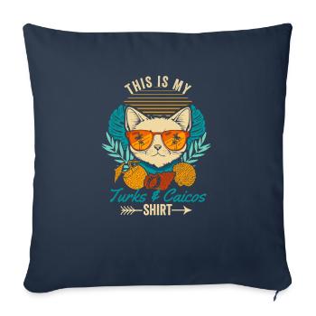 Ceci est mon Turks and Caicos Shirt Retro Cat - Housse de coussin décorative 45 x 45 cm - bleu marine - Devant