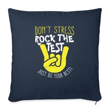 Ne stressez pas Rock the Test Funny Test Day Teacher - Housse de coussin décorative 45 x 45 cm - bleu marine - Devant