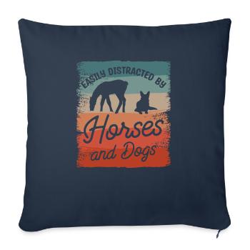 Easily Distracted By Horses And Dogs Horse Dog - Sofa pillowcase 17,3'' x 17,3'' (45 x 45 cm) - navy - Front