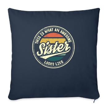 Best Sister Sister Heart Retro Sis Gift - Sofa pillowcase 17,3'' x 17,3'' (45 x 45 cm) - navy - Front