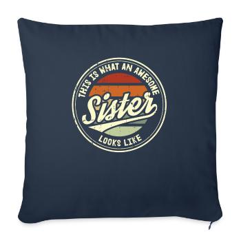 Best Sister Sister Heart Retro Sis Gift - Sofa pillowcase 17,3'' x 17,3'' (45 x 45 cm) - navy - Front