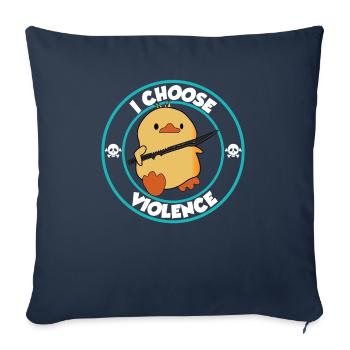 I choose violence - funny duck with sword - Sofa pillowcase 17,3'' x 17,3'' (45 x 45 cm) - navy - Front
