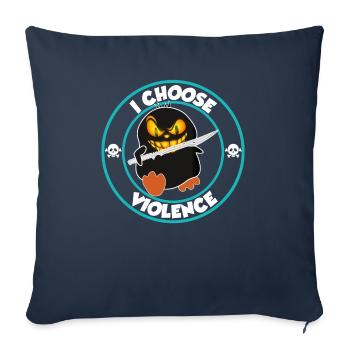 I choose violence - funny duck with sword - Sofa pillowcase 17,3'' x 17,3'' (45 x 45 cm) - navy - Front