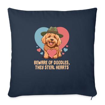 Beware Of Doodles They Steal Hearts Goldendoodle - Sofa pillowcase 17,3'' x 17,3'' (45 x 45 cm) - navy - Front