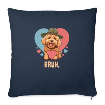 Goldendoodle Papa Chien mignon Maman Doodle Mama Chien - Housse de coussin décorative 45 x 45 cm - bleu marine - Devant