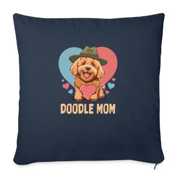 Doodle Maman Mignon Chien Maman Goldendoodle Chien Amoureux - Housse de coussin décorative 45 x 45 cm - bleu marine - Devant