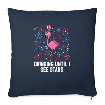 4th Of July Drinking Until I See Stars Flamingo - Sofa pillowcase 17,3'' x 17,3'' (45 x 45 cm) - navy - Front