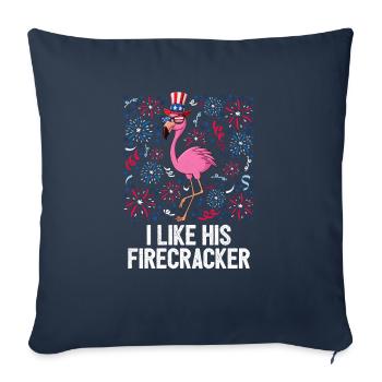 4th Of July I Like His Firecraker Flamingo - Sofa pillowcase 17,3'' x 17,3'' (45 x 45 cm) - navy - Front