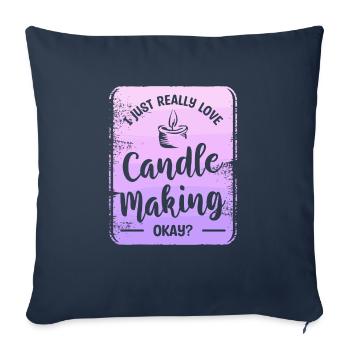J’aime vraiment faire des bougies Okay Craft - Housse de coussin décorative 45 x 45 cm - bleu marine - Devant