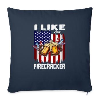 Drôle de fête du 4 juillet J’aime son Firecraker - Housse de coussin décorative 45 x 45 cm - bleu marine - Devant