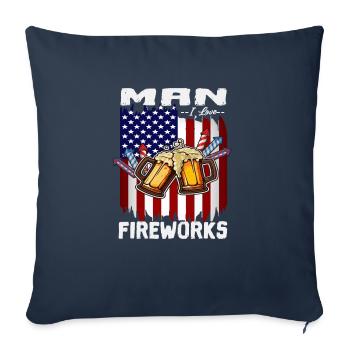 4th Of July Party Man I Love Fireworks American - Housse de coussin décorative 45 x 45 cm - bleu marine - Devant