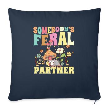 Le partenaire sauvage de quelqu’un mari femme famille sauvage - Housse de coussin décorative 45 x 45 cm - bleu marine - Devant