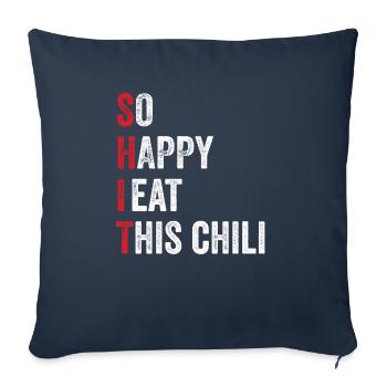 Drôle si heureux que je mange ce peps épicé chaud et mignon - Housse de coussin décorative 45 x 45 cm - bleu marine - Devant