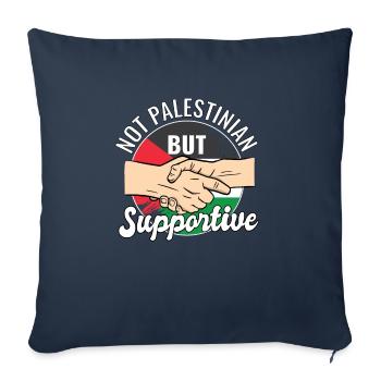 Pas palestinien mais voyageur du pays qui le soutient - Housse de coussin décorative 45 x 45 cm - bleu marine - Devant