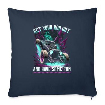 Hot Rod Get Your Rod Out, Muscle Car Rat Rod - Sofa pillowcase 17,3'' x 17,3'' (45 x 45 cm) - navy - Front