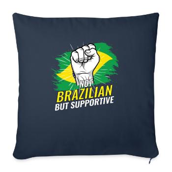 Pas brésilien mais favorable au Brésil Pays du drapeau - Housse de coussin décorative 45 x 45 cm - bleu marine - Devant