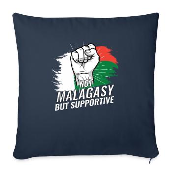 Pas malgache mais favorable au drapeau de Madagascar - Housse de coussin décorative 45 x 45 cm - bleu marine - Devant
