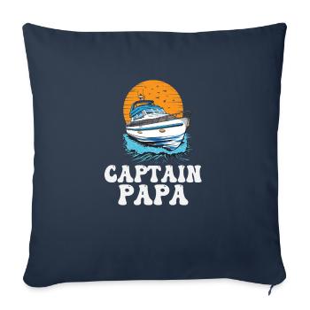 Captain Papa Pontoon King Motorboat Propriétaire - Housse de coussin décorative 45 x 45 cm - bleu marine - Devant