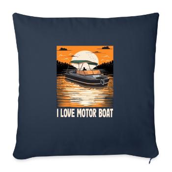 I Love Motor Boat Parade Motorboating Quote - Sofa pillowcase 17,3'' x 17,3'' (45 x 45 cm) - navy - Front