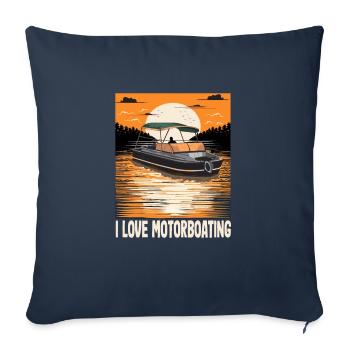 I Love Motorboating Life Is Better At The Lake - Sofa pillowcase 17,3'' x 17,3'' (45 x 45 cm) - navy - Front