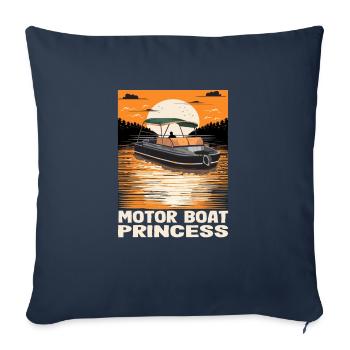 Motor Boat Princess Pontoon Queen Motorboating - Sofa pillowcase 17,3'' x 17,3'' (45 x 45 cm) - navy - Front