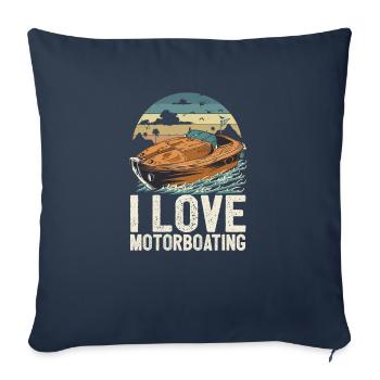 I Love Motorboating Life Is Better At The Lake - Sofa pillowcase 17,3'' x 17,3'' (45 x 45 cm) - navy - Front
