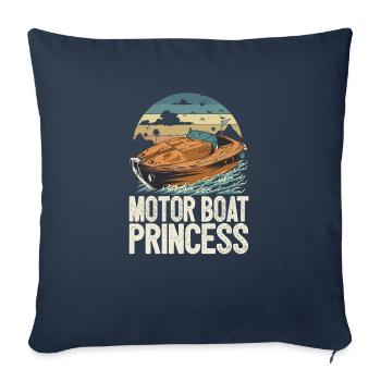 Motor Boat Princess Pontoon Queen Motorboating - Sofa pillowcase 17,3'' x 17,3'' (45 x 45 cm) - navy - Front