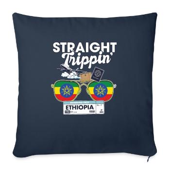 Straight Trippin' Ethiopia Vacation Tour Travel - Housse de coussin décorative 45 x 45 cm - bleu marine - Devant