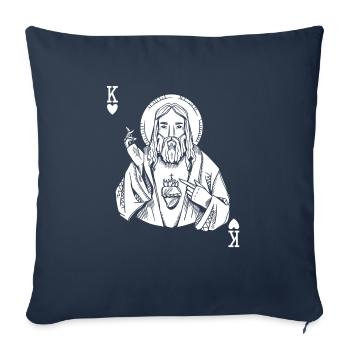 Citation religieuse Jésus-Christ est Roi de Cœur - Housse de coussin décorative 45 x 45 cm - bleu marine - Devant
