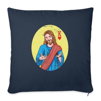 L’équipe Jésus-Christ est le Roi de Cœur Chrétien - Housse de coussin décorative 45 x 45 cm - bleu marine - Devant