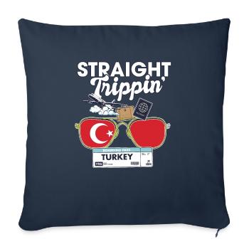 Straight Trippin' Turkey Vacation Tour Voyage - Housse de coussin décorative 45 x 45 cm - bleu marine - Devant