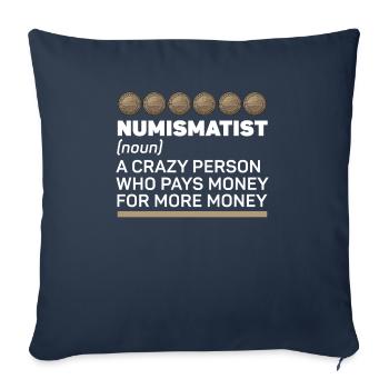 Collection de pièces numismate de collection de pièces - Housse de coussin décorative 45 x 45 cm - bleu marine - Devant