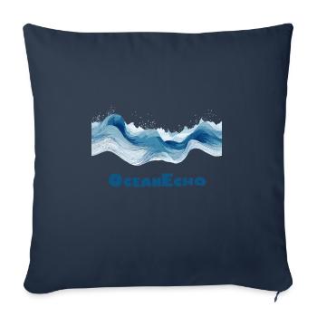 Wellenmotiv im Linienstil - OceanEcho - Sofakissenbezug 45 x 45 cm - Navy - Vorne