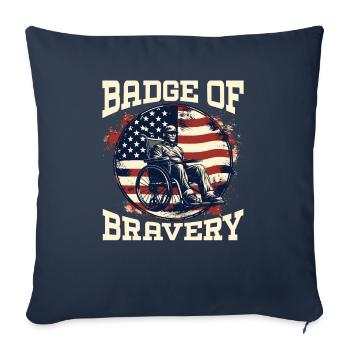 Ancien combattant handicapé militaire soldat de l’armée des États-Unis - Housse de coussin décorative 45 x 45 cm - bleu marine - Devant