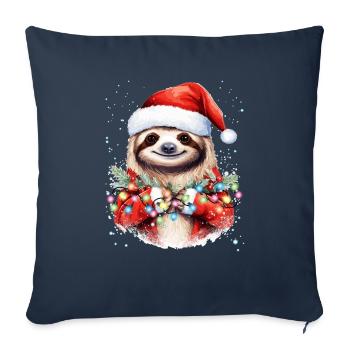 Sloth Christmas Art, Cute and Funny Sloth - Sofa pillowcase 17,3'' x 17,3'' (45 x 45 cm) - navy - Front