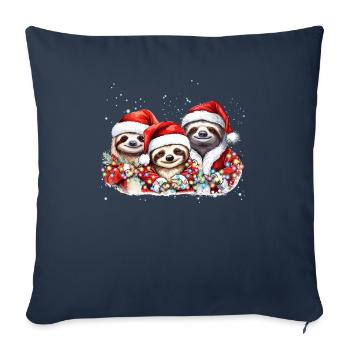 Sloth Family Christmas, Mom, Dad, Baby Sloth Chris - Sofa pillowcase 17,3'' x 17,3'' (45 x 45 cm) - navy - Front