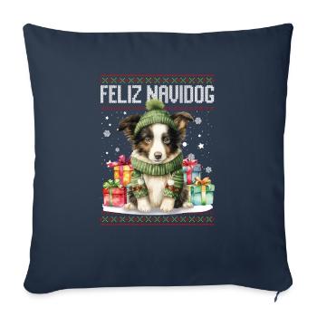 Border Collie Dog Feliz Navidog - Feliz Navidad Ch - Sofa pillowcase 17,3'' x 17,3'' (45 x 45 cm) - navy - Front