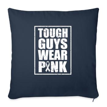 Les durs à cuire du cancer du sein portent un ruban rose - Housse de coussin décorative 45 x 45 cm - bleu marine - Devant